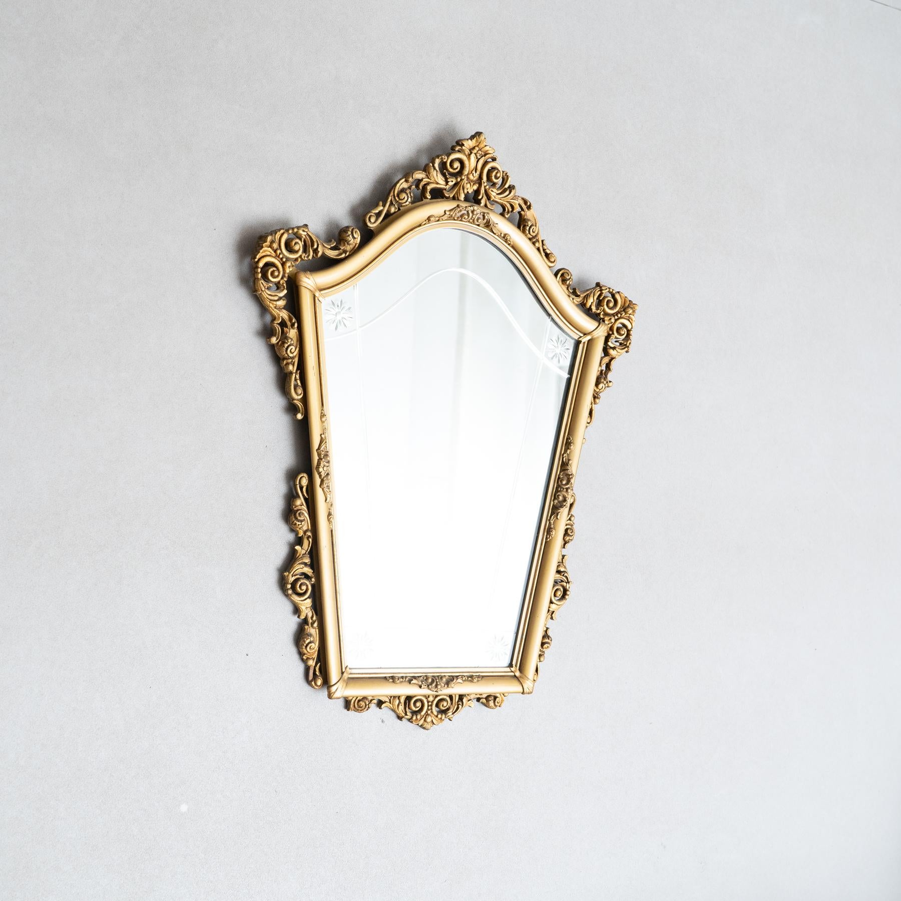 Mid-Century Modern Miroir à cornes d'or Antique Mirror du 20ème siècle : Elegance Timeless en vente