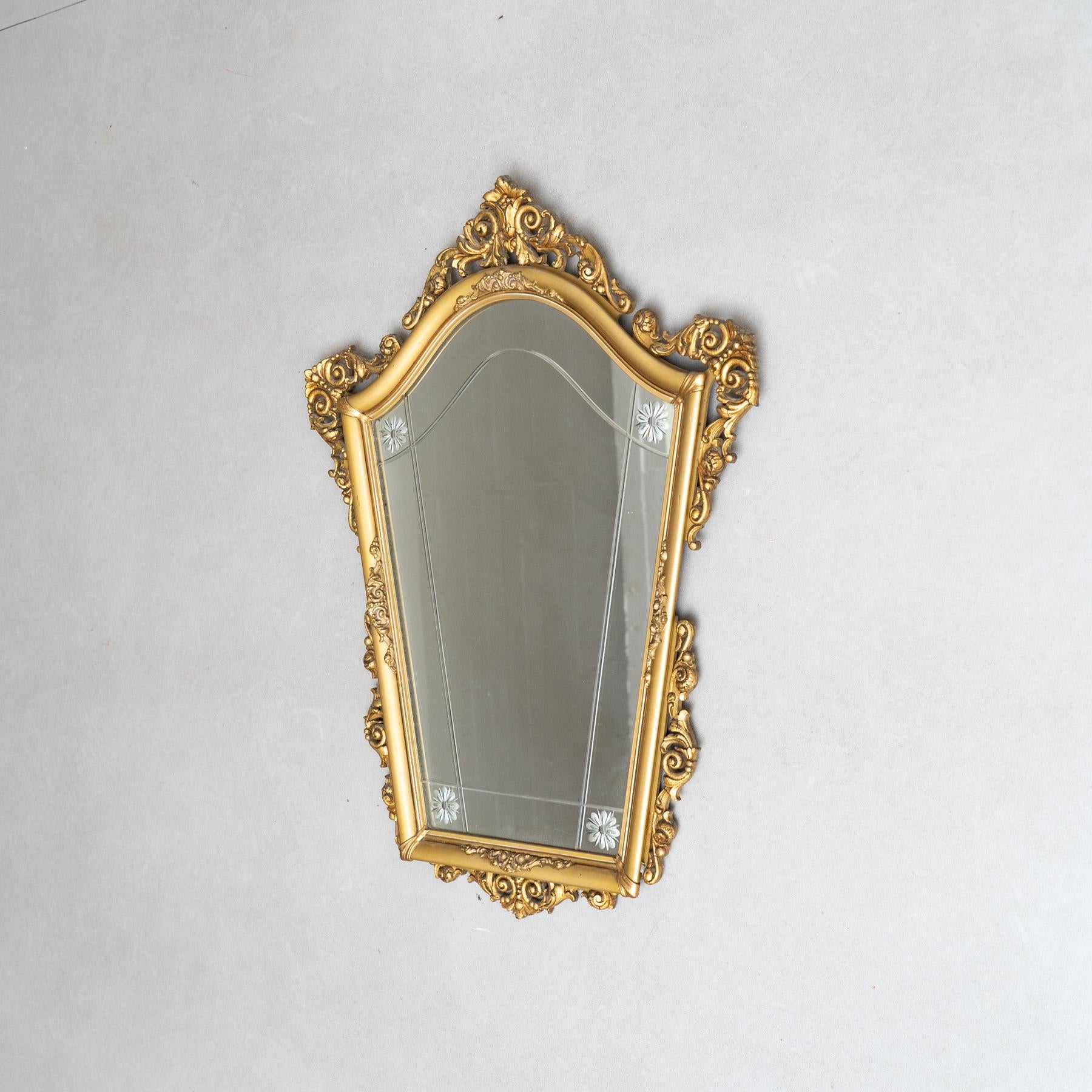 Français Miroir à cornes d'or Antique Mirror du 20ème siècle : Elegance Timeless en vente