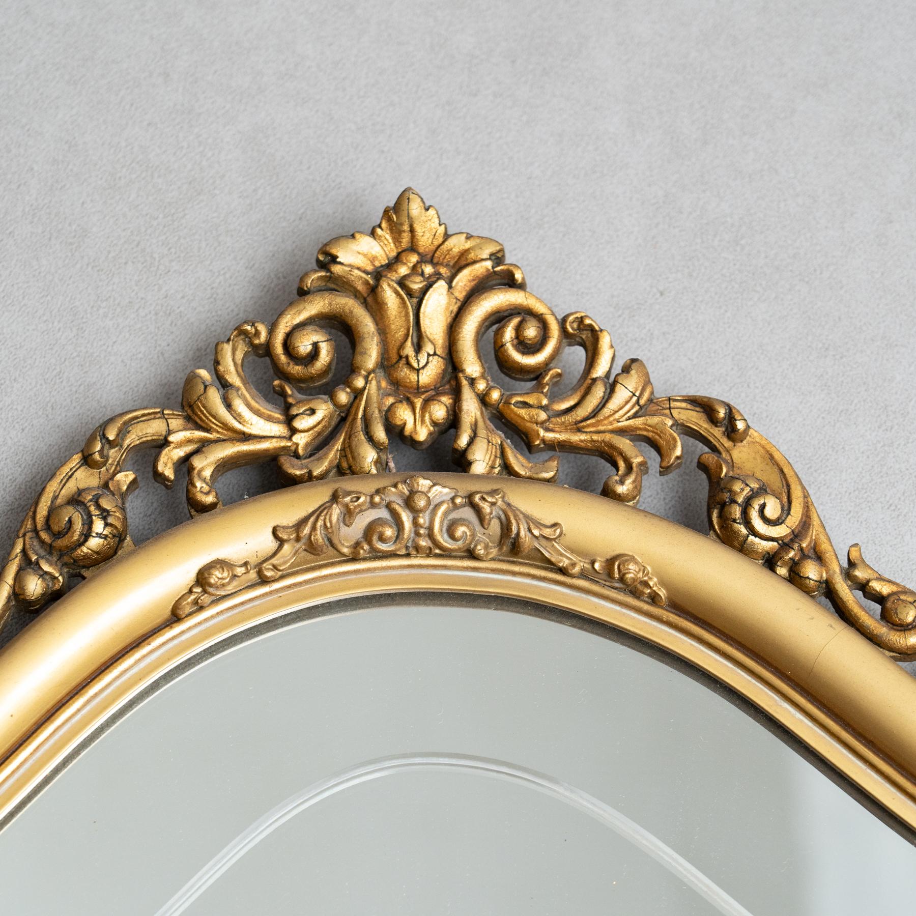 Milieu du XXe siècle Miroir à cornes d'or Antique Mirror du 20ème siècle : Elegance Timeless en vente