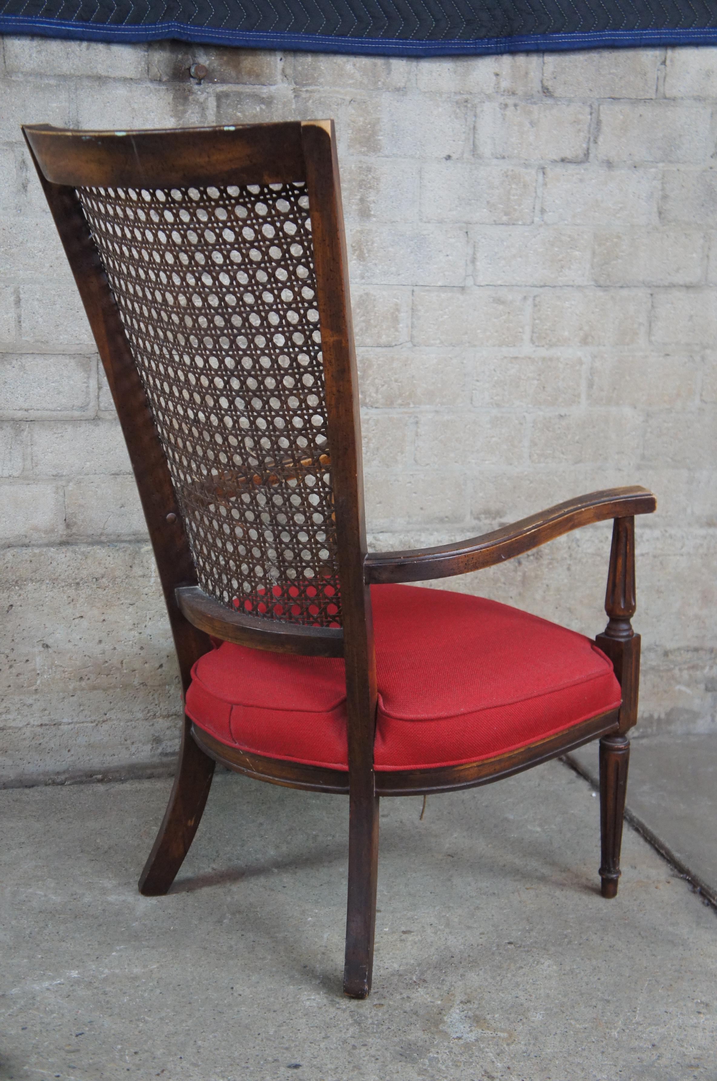 20th Century French Armchair Distressed Walnut Caned Back Red Seat In Good Condition For Sale In Dayton, OH