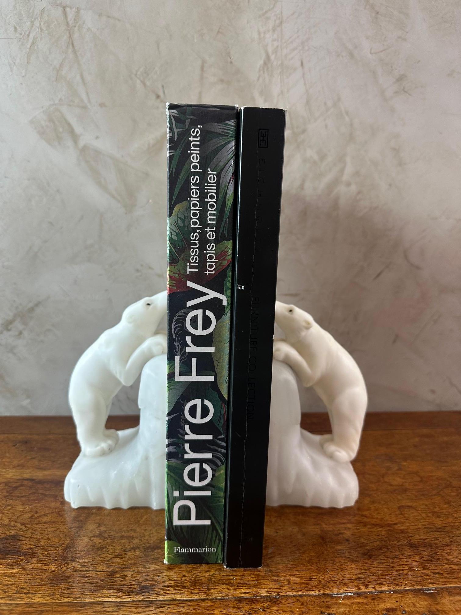 20th century French Art Deco Alabaster Polar Bear Bookends, 1930s 7