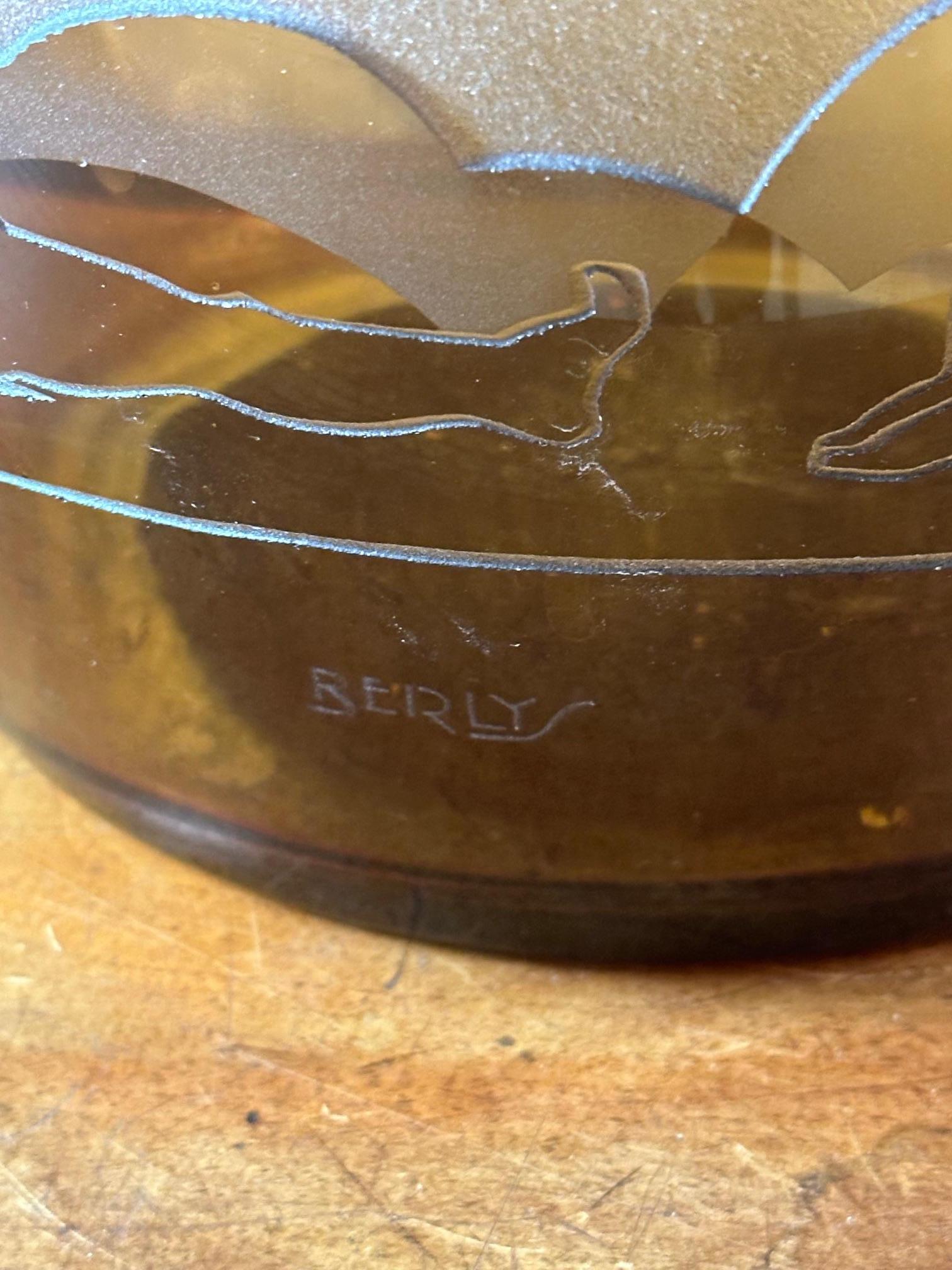 20th Century French Art Deco Amber Glass Vase, 1930s For Sale 4