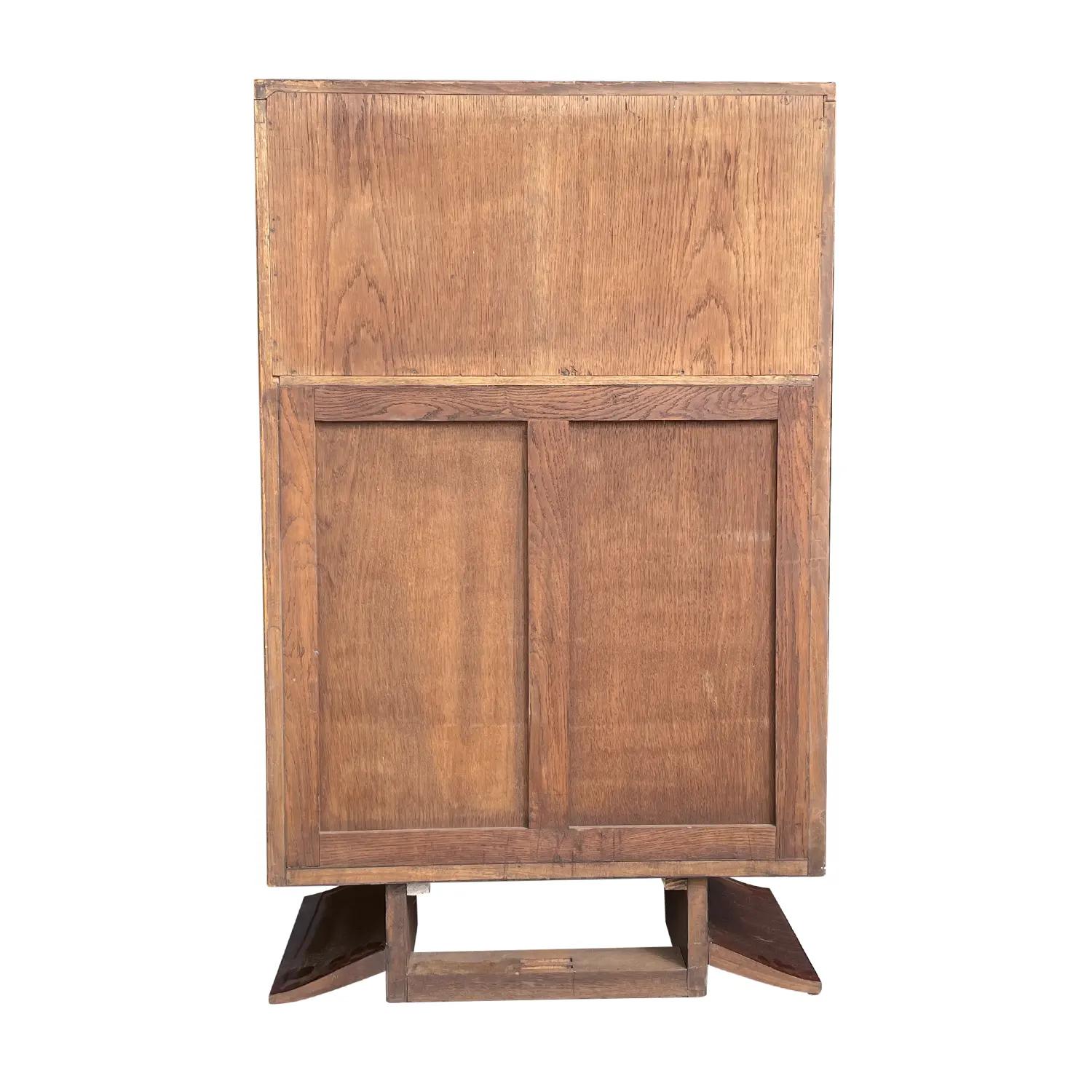 20th Century French Art Deco Birchwood Secretaire - Vintage Burlwood Cabinet For Sale 3