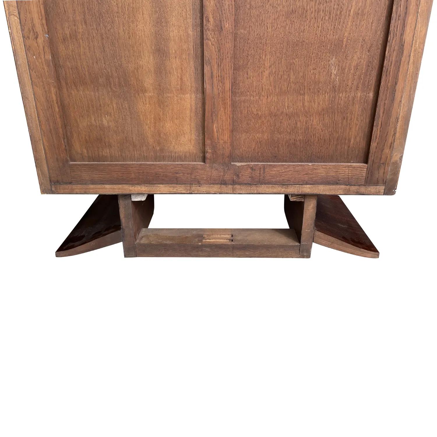 20th Century French Art Deco Birchwood Secretaire - Vintage Burlwood Cabinet For Sale 4