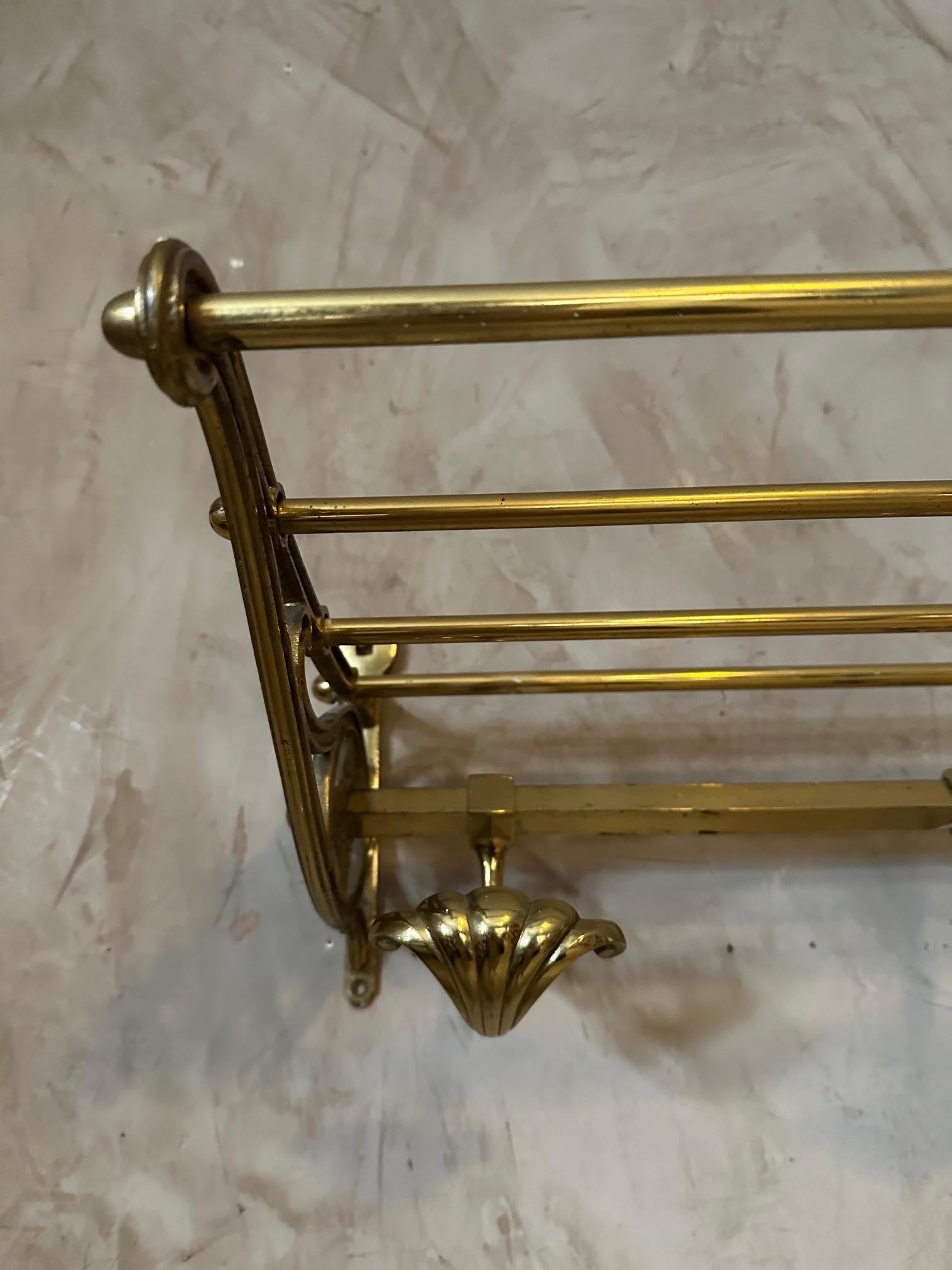 20th century French Art Deco Brass Coat and Luggage Rack, 1930s For Sale 2