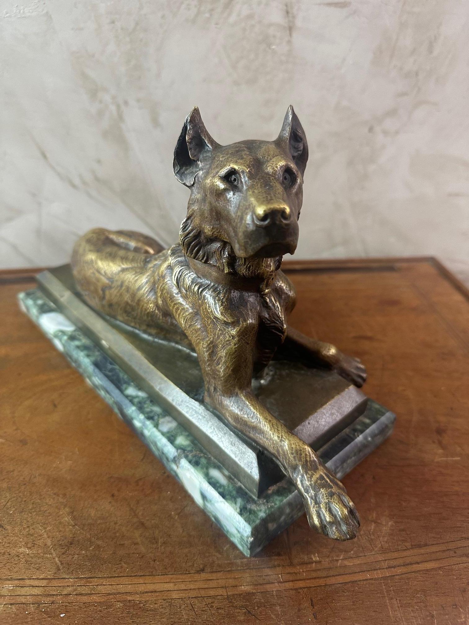 20th century French Art Deco Bronze Georges Guyot Dog Scuplture, 1930s 8