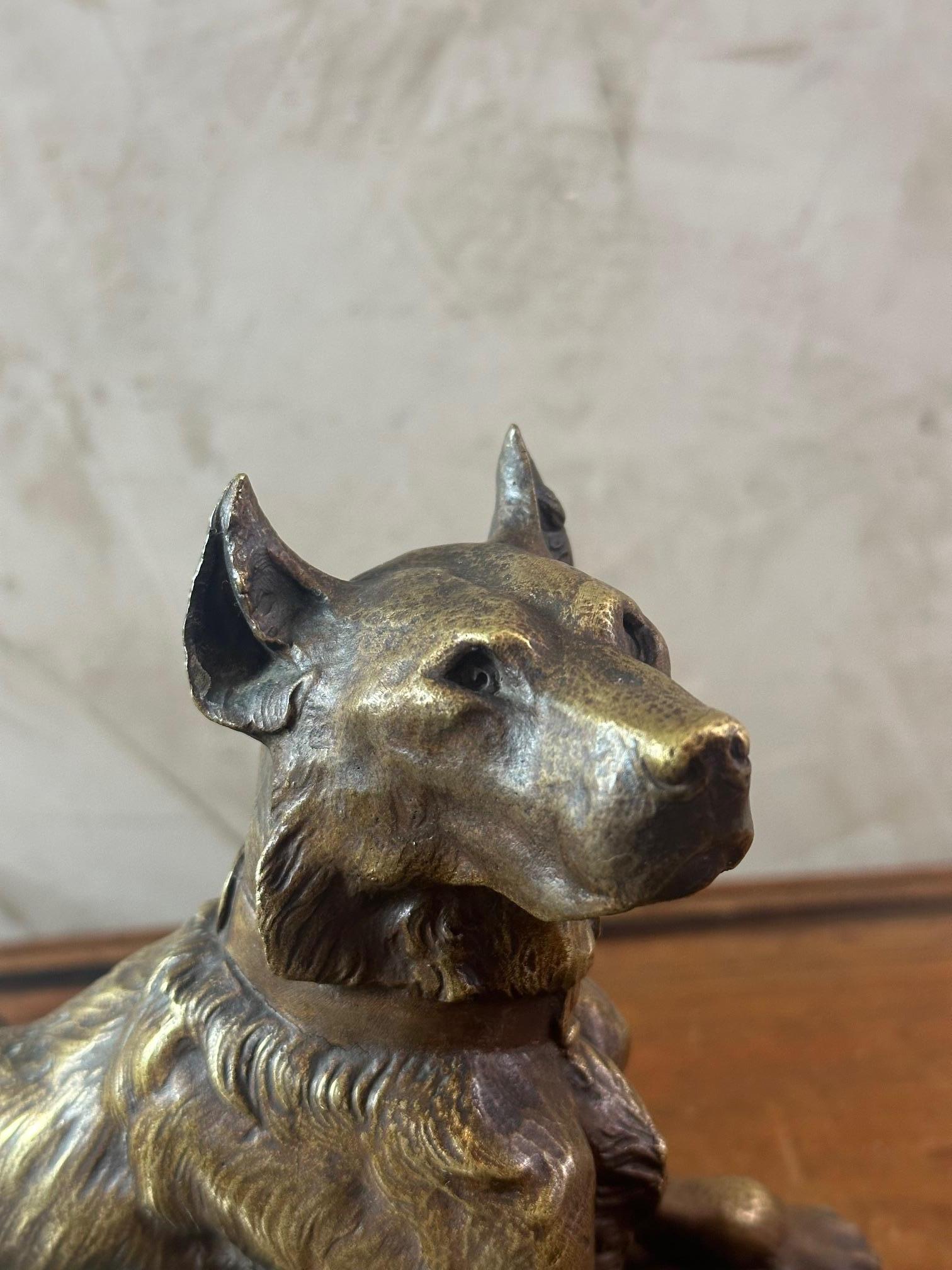 20th century French Art Deco Bronze Georges Guyot Dog Scuplture, 1930s 13