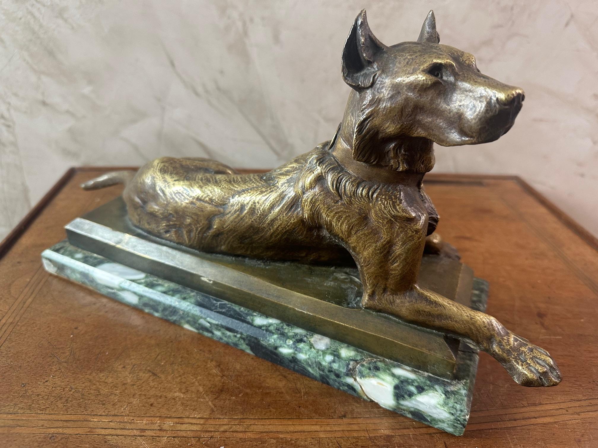 20th century French Art Deco Bronze Georges Guyot Dog Scuplture, 1930s 15