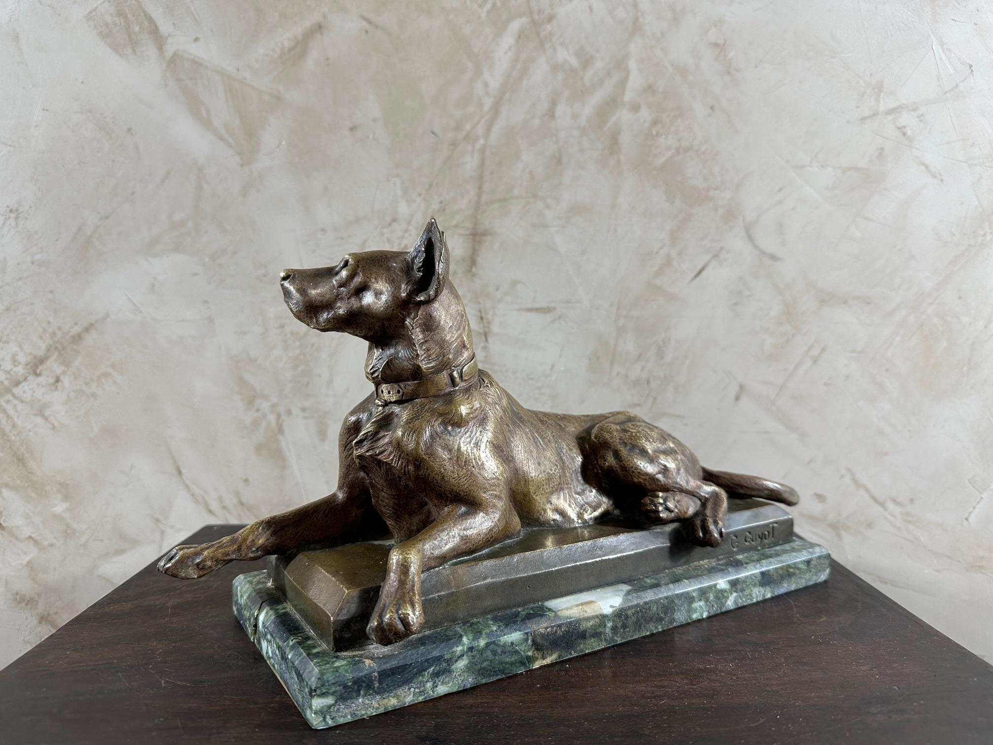20th century French Art Deco Bronze Georges Guyot Dog Scuplture, 1930s In Good Condition In LEGNY, FR