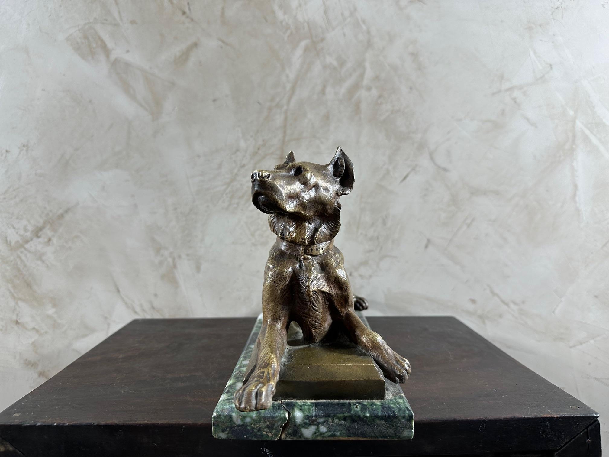 Mid-20th Century 20th century French Art Deco Bronze Georges Guyot Dog Scuplture, 1930s