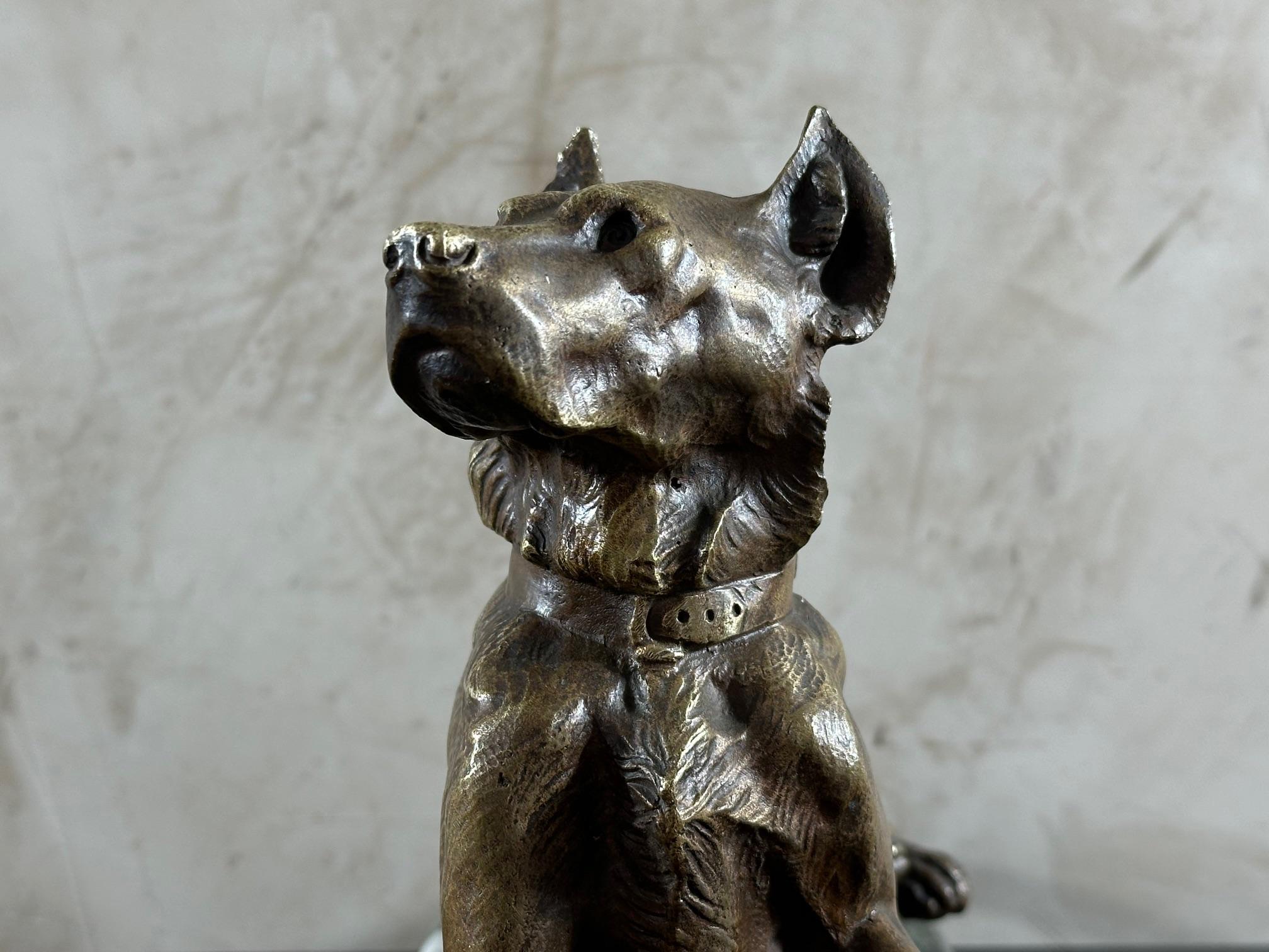 20th century French Art Deco Bronze Georges Guyot Dog Scuplture, 1930s 1