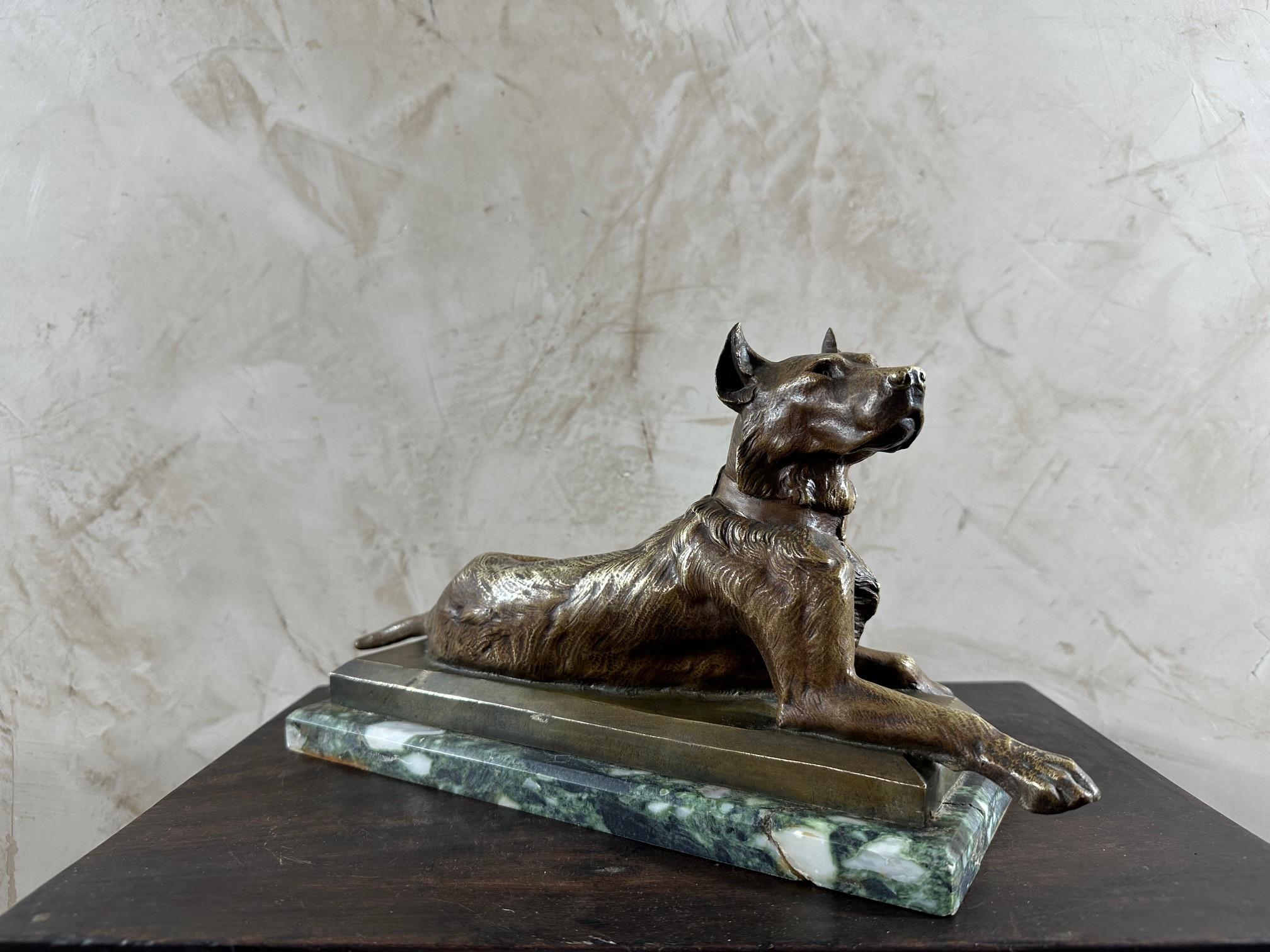 20th century French Art Deco Bronze Georges Guyot Dog Scuplture, 1930s 2