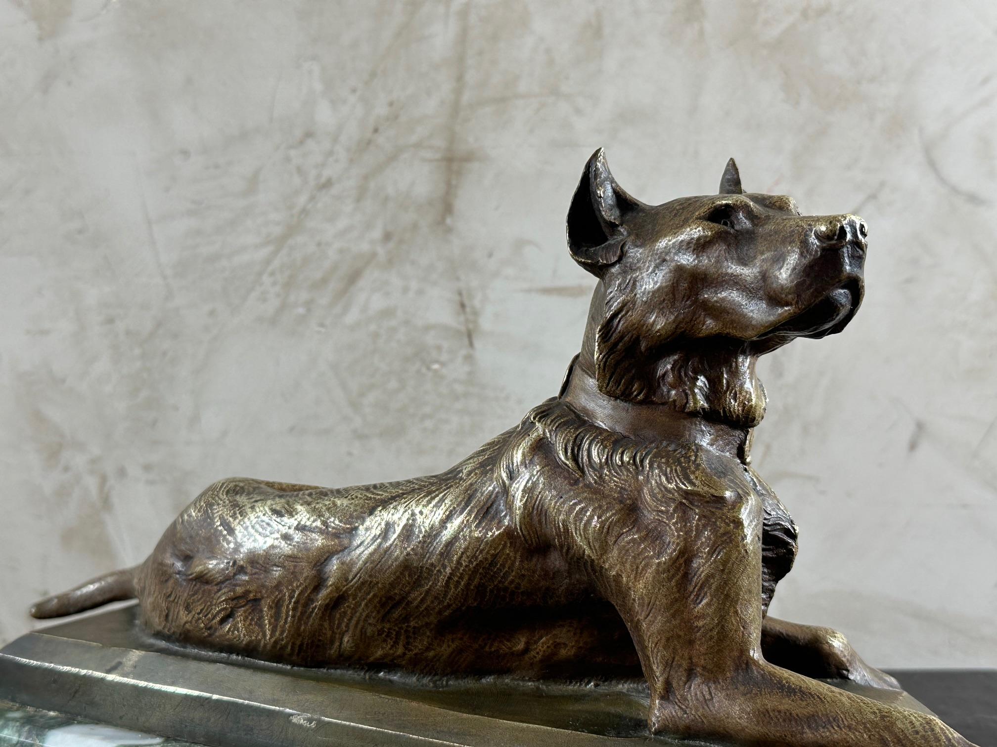 20th century French Art Deco Bronze Georges Guyot Dog Scuplture, 1930s 3