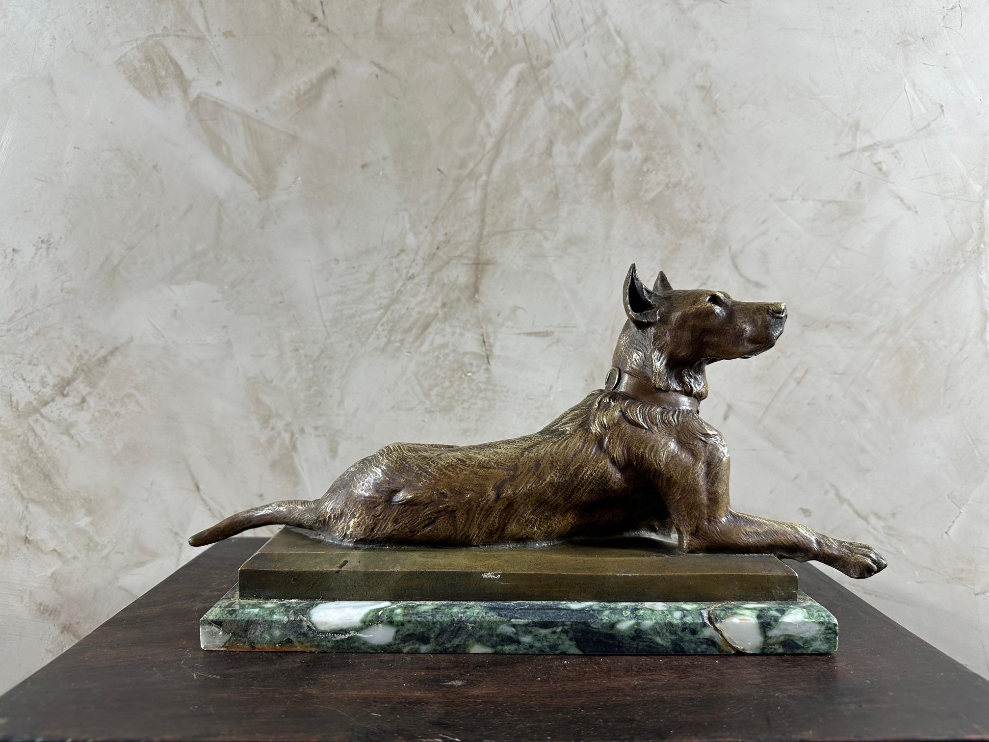 20th century French Art Deco Bronze Georges Guyot Dog Scuplture, 1930s 4