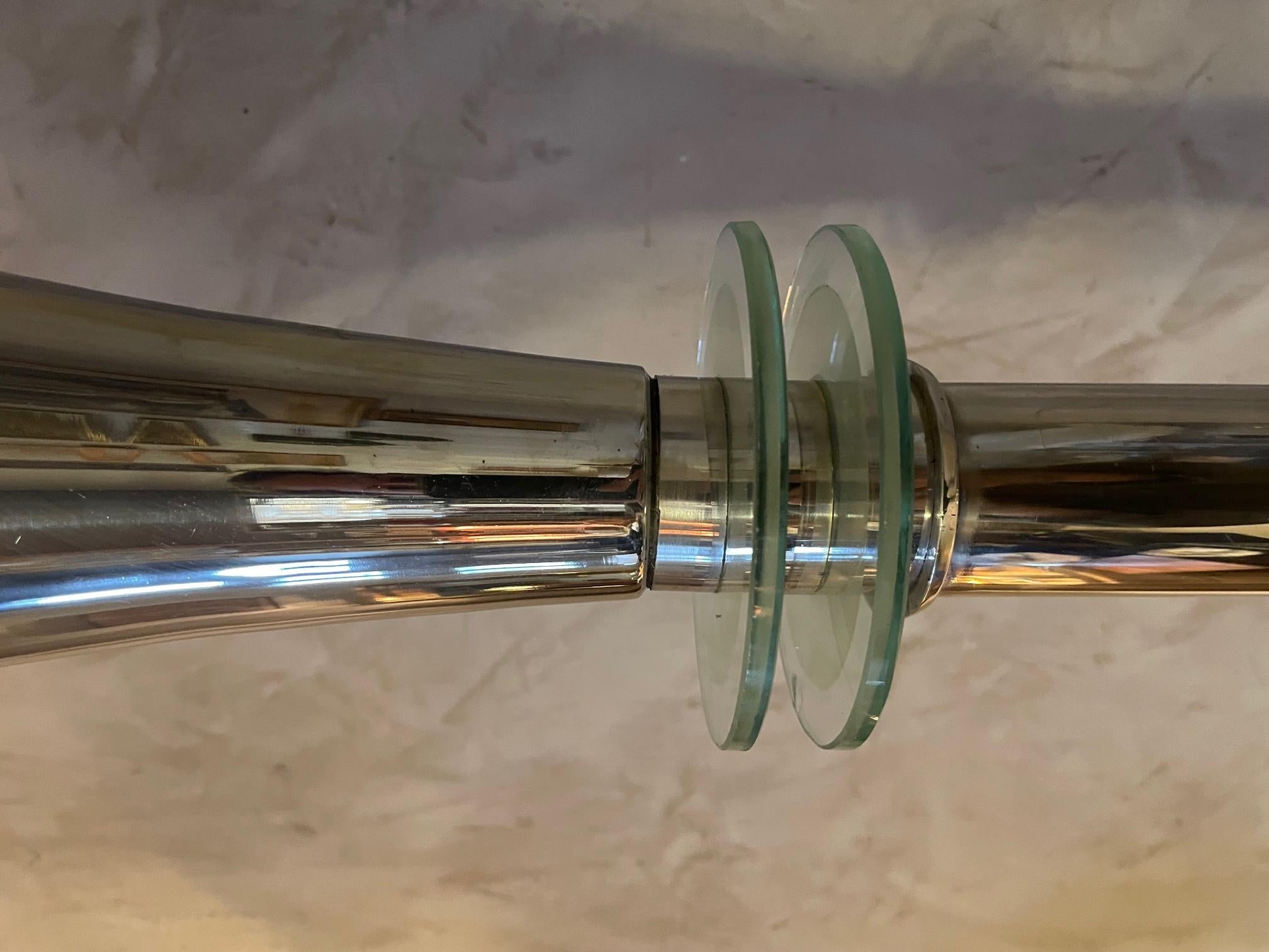 Französische Art-déco-Stehlampe aus verchromtem Metall, 20. Jahrhundert, 1930er Jahre (Mitte des 20. Jahrhunderts) im Angebot