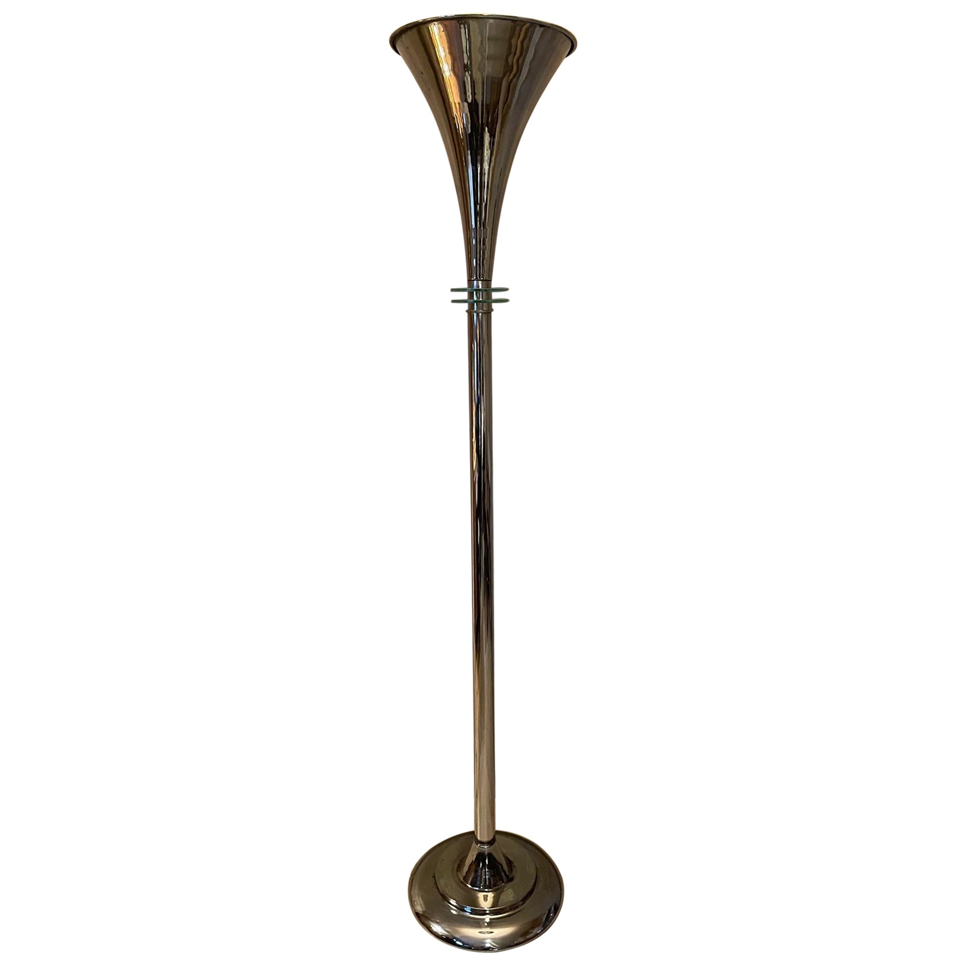 Lampada da terra in metallo cromato Art Deco francese del XX secolo, anni '30 in vendita