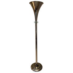 20th Century French Art Deco Chromed Metal Floor Lamp, 1930s