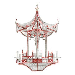 20th Century French Art Deco Crystal Pagoda Light Attributed to Maison Baguès