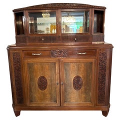Buffet in vetro e legno Art déco francese del XX secolo, anni '30