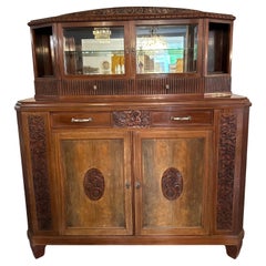 20th century French Art deco Glass and Wood Buffet, 1930s