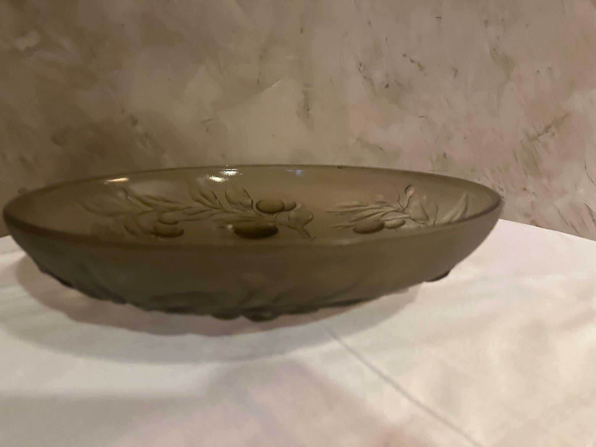 Art Deco 20th century French Art deco Glass Fruit Decorative Bowl, 1930s For Sale