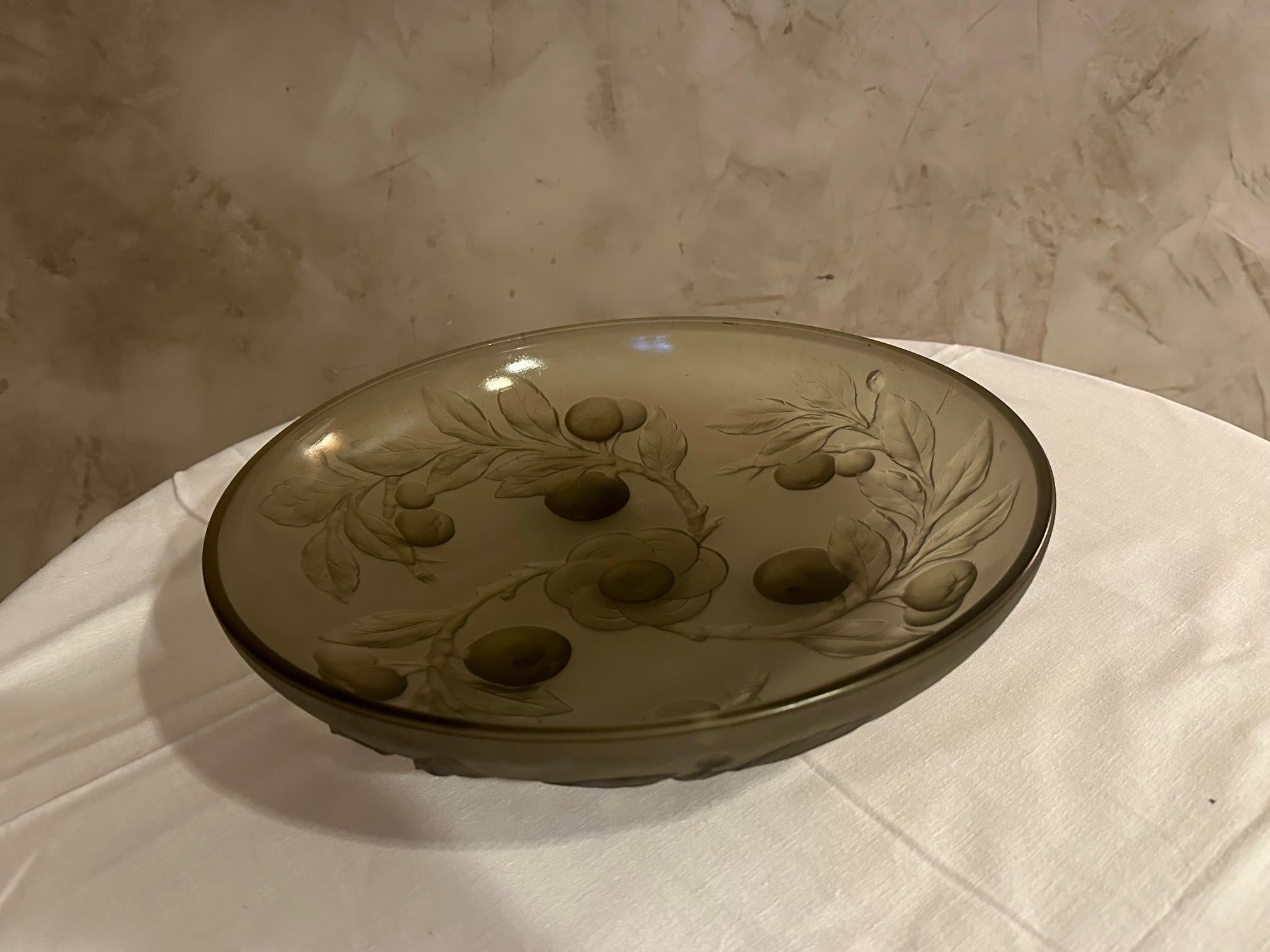 Mid-20th Century 20th century French Art deco Glass Fruit Decorative Bowl, 1930s For Sale