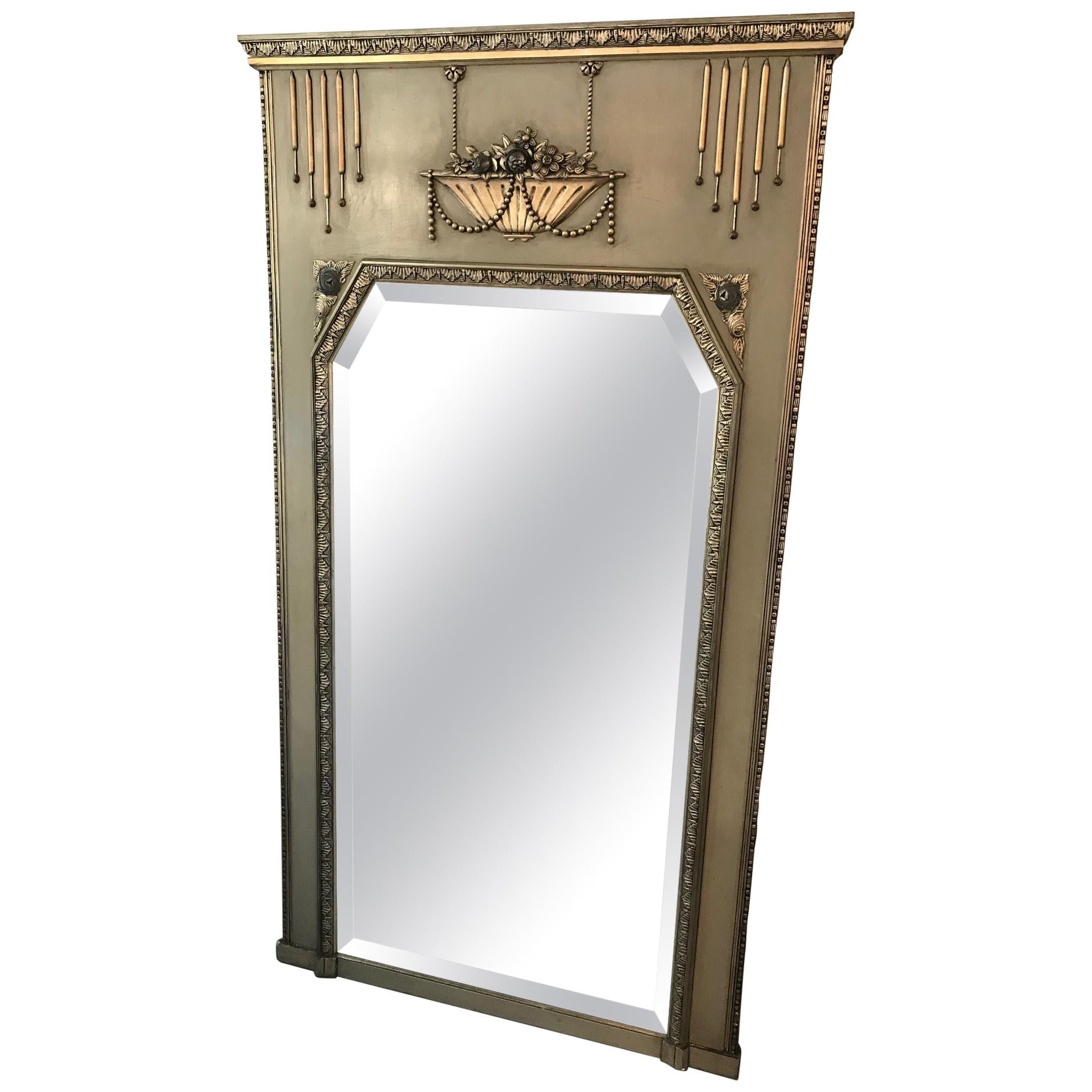 20th century French Art Deco Golden Wood Mirror, 1930s