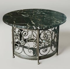 20th Century French Art Deco Iron and Marble Side or Small Coffee Table