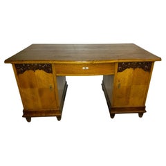 20th Century French Art Deco large Oak Vintage Office Desk / Writing Table 