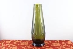 vase Legras Art Déco français du 20ème siècle en verre vert olive