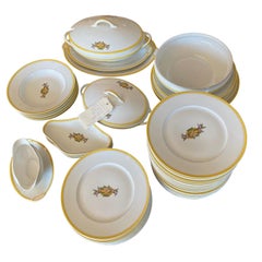 20th Century French Art Deco Limoges Porcelain Service Tableware 49 Pieces