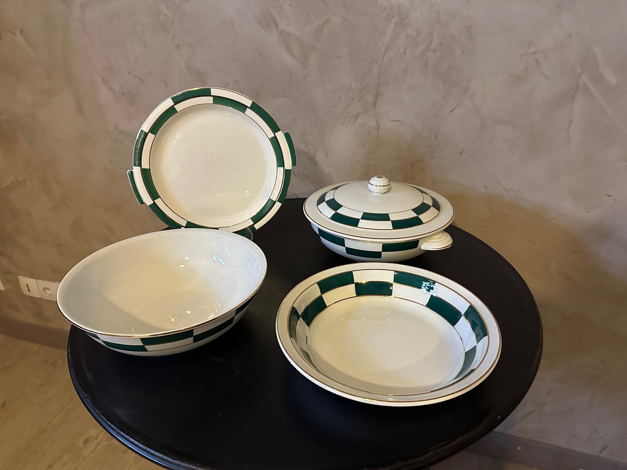 Mid-20th Century 20th century French Art deco Luneville Earthenware service, 1930s For Sale