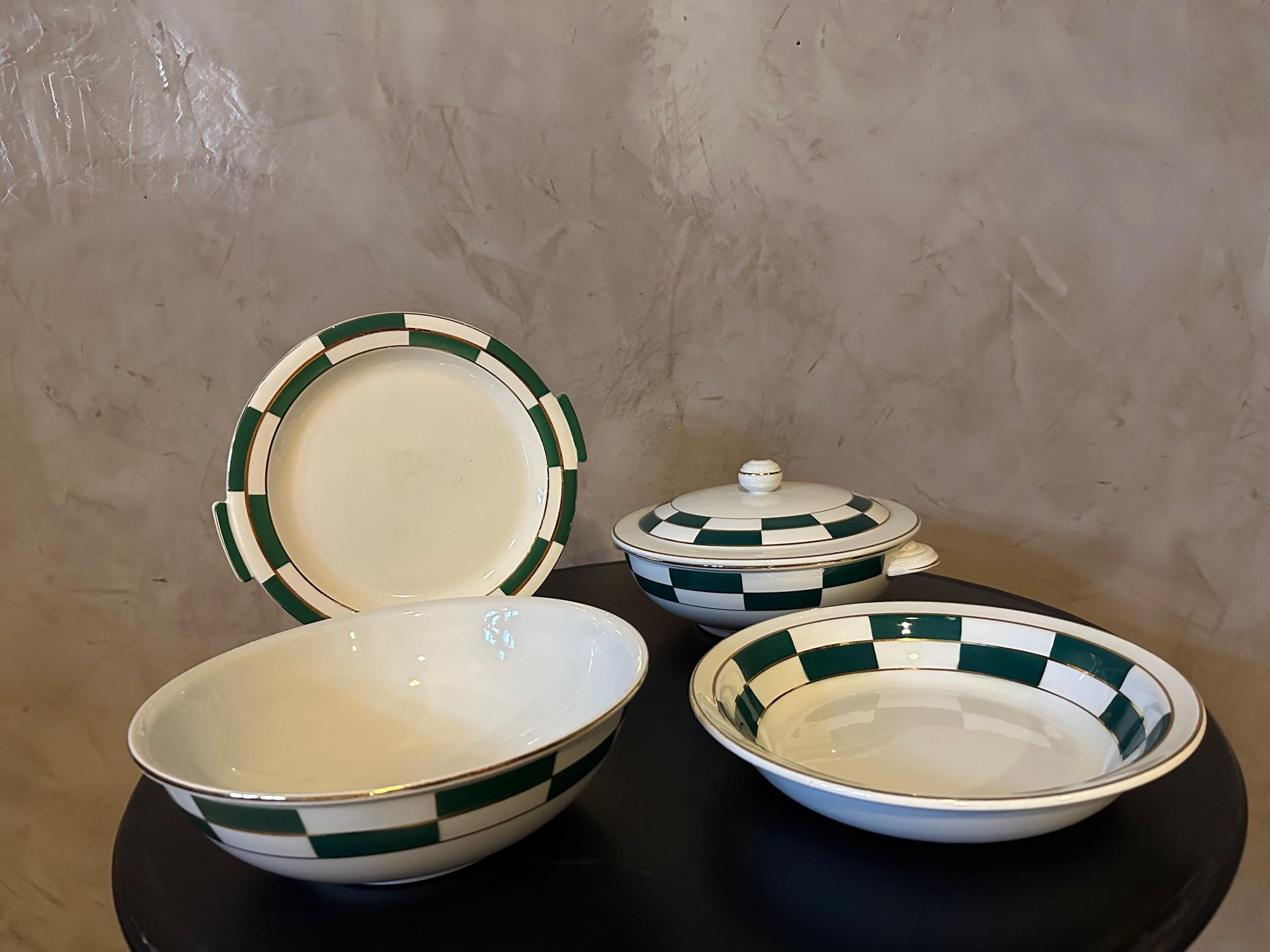 20th century French Art deco Luneville Earthenware service, 1930s For Sale 1