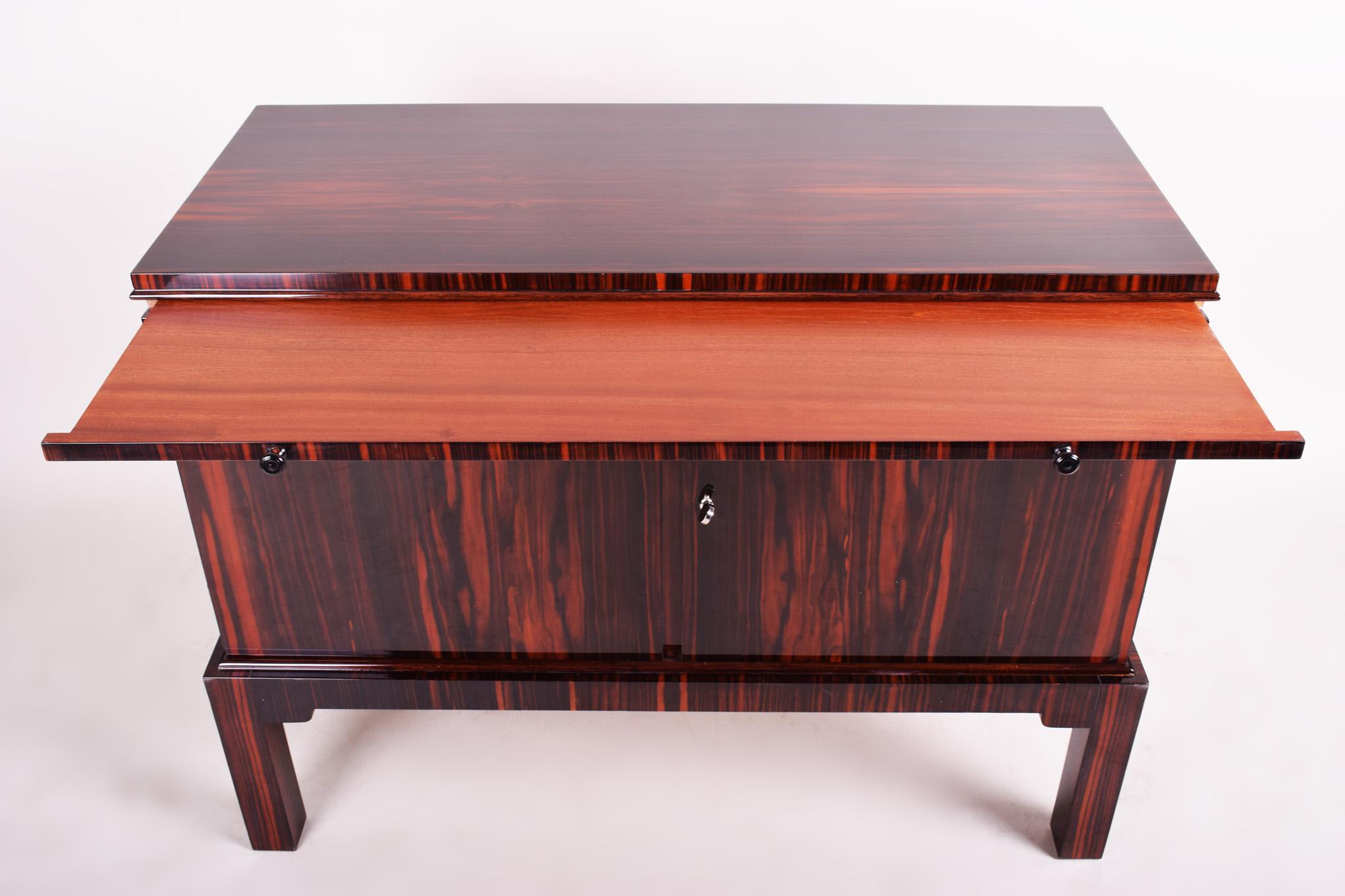 Wood 20th Century French Art Deco Macassar Cabinet/Buffet, High Gloss Lacquer, 1920s For Sale