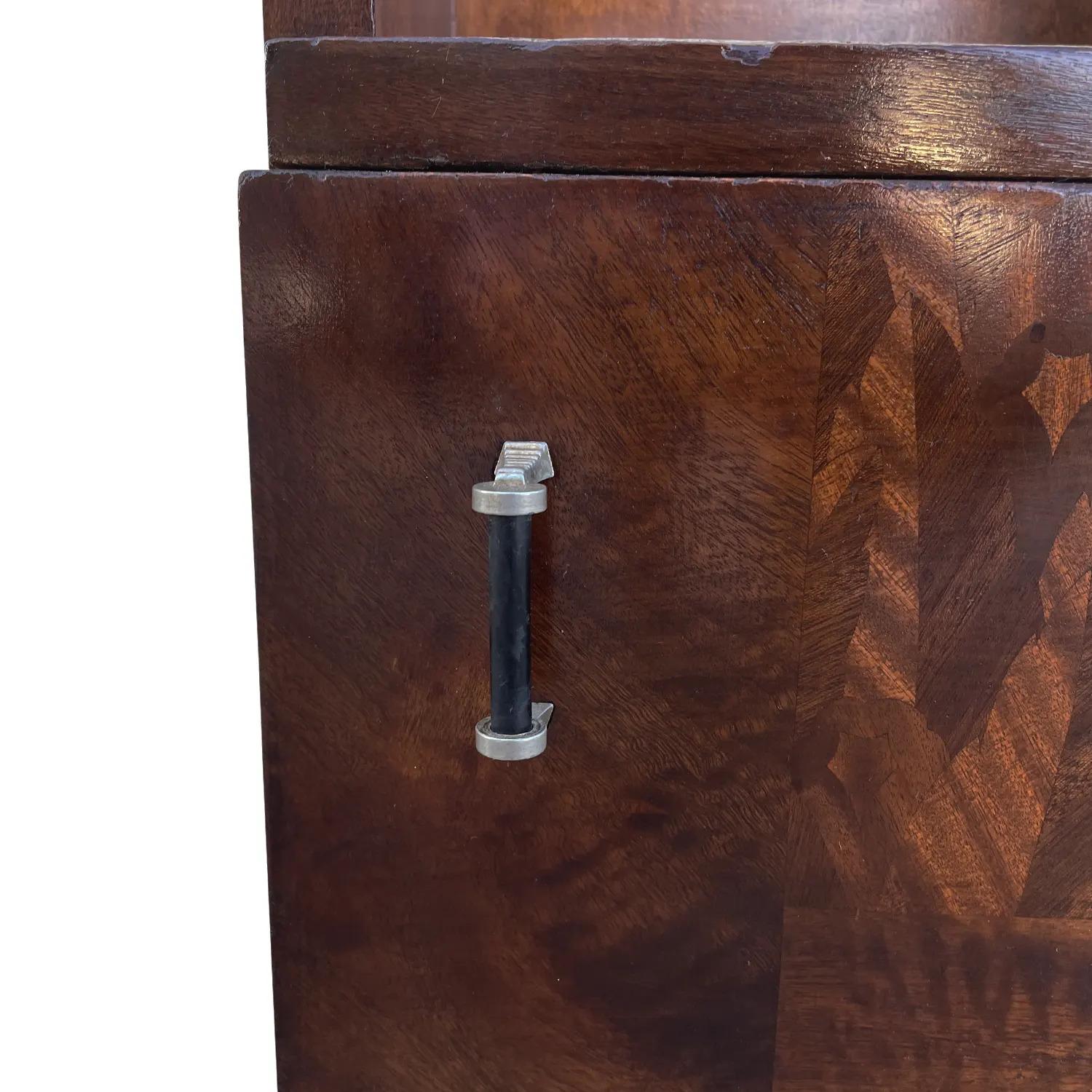 20th Century French Art Deco Mahogany Nightstand - Vintage Bedside Table For Sale 5