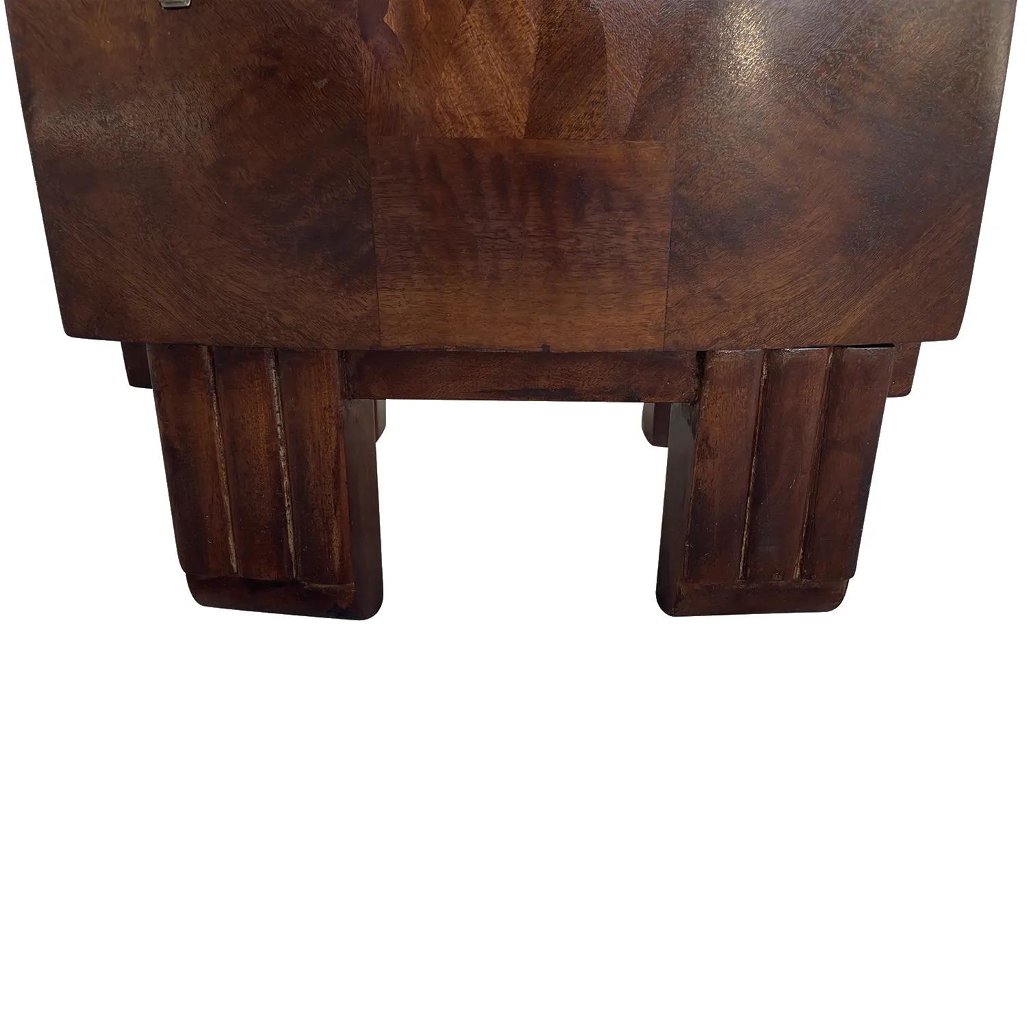 20th Century French Art Deco Mahogany Nightstand - Vintage Bedside Table For Sale 6