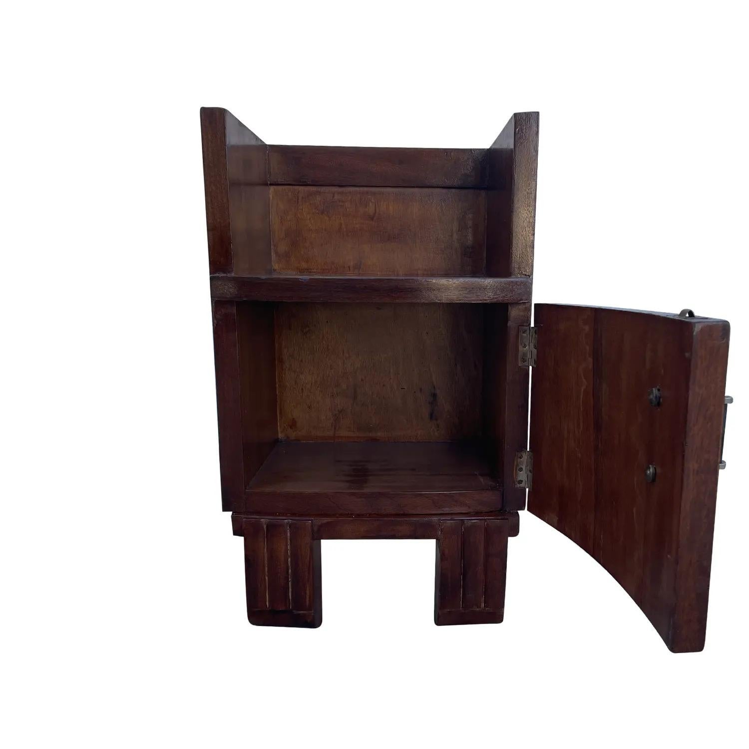 20th Century French Art Deco Mahogany Nightstand - Vintage Bedside Table For Sale 2
