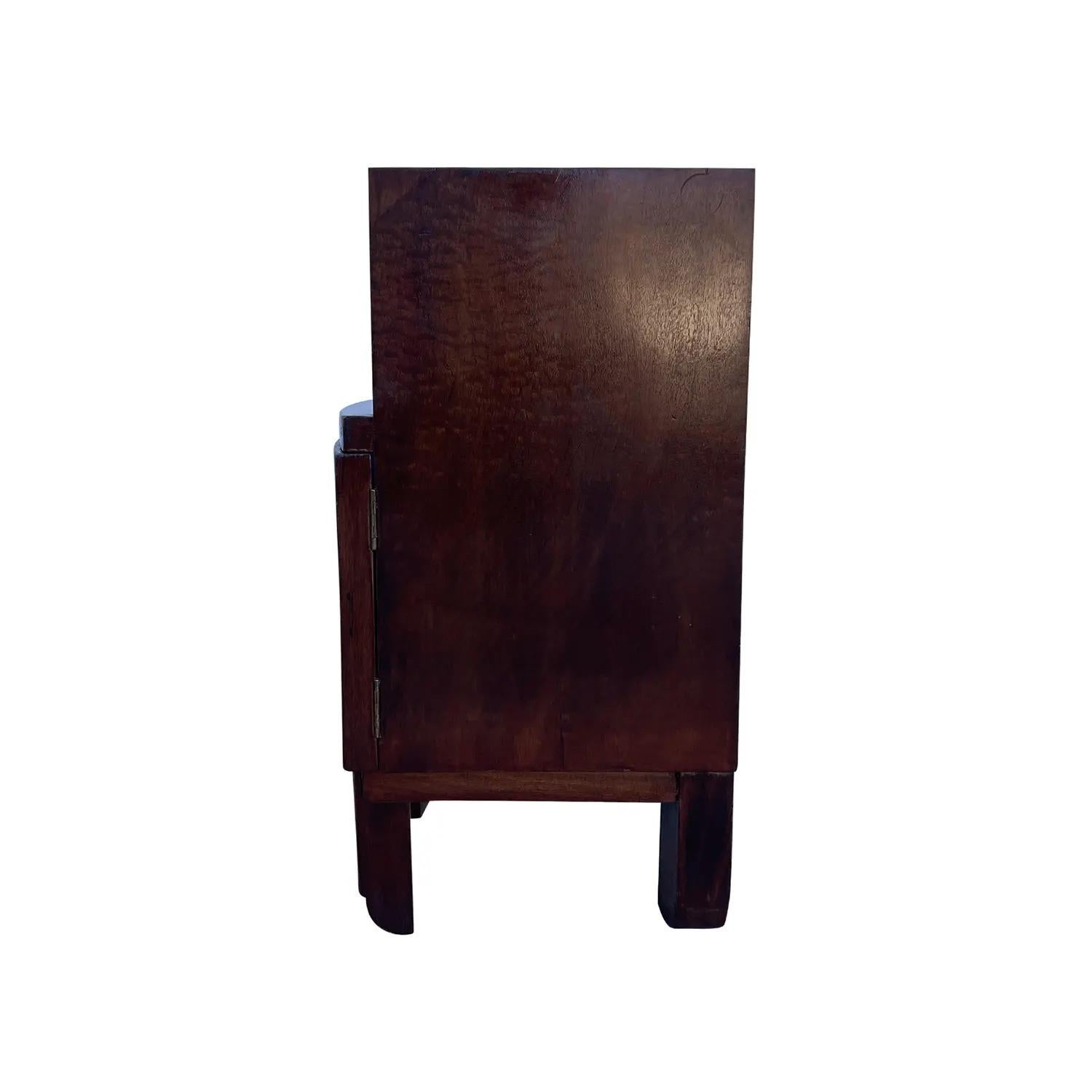 20th Century French Art Deco Mahogany Nightstand - Vintage Bedside Table For Sale 3