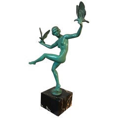 20th Century French Art Deco Max Le Verrier Bronze Statue, 1930s