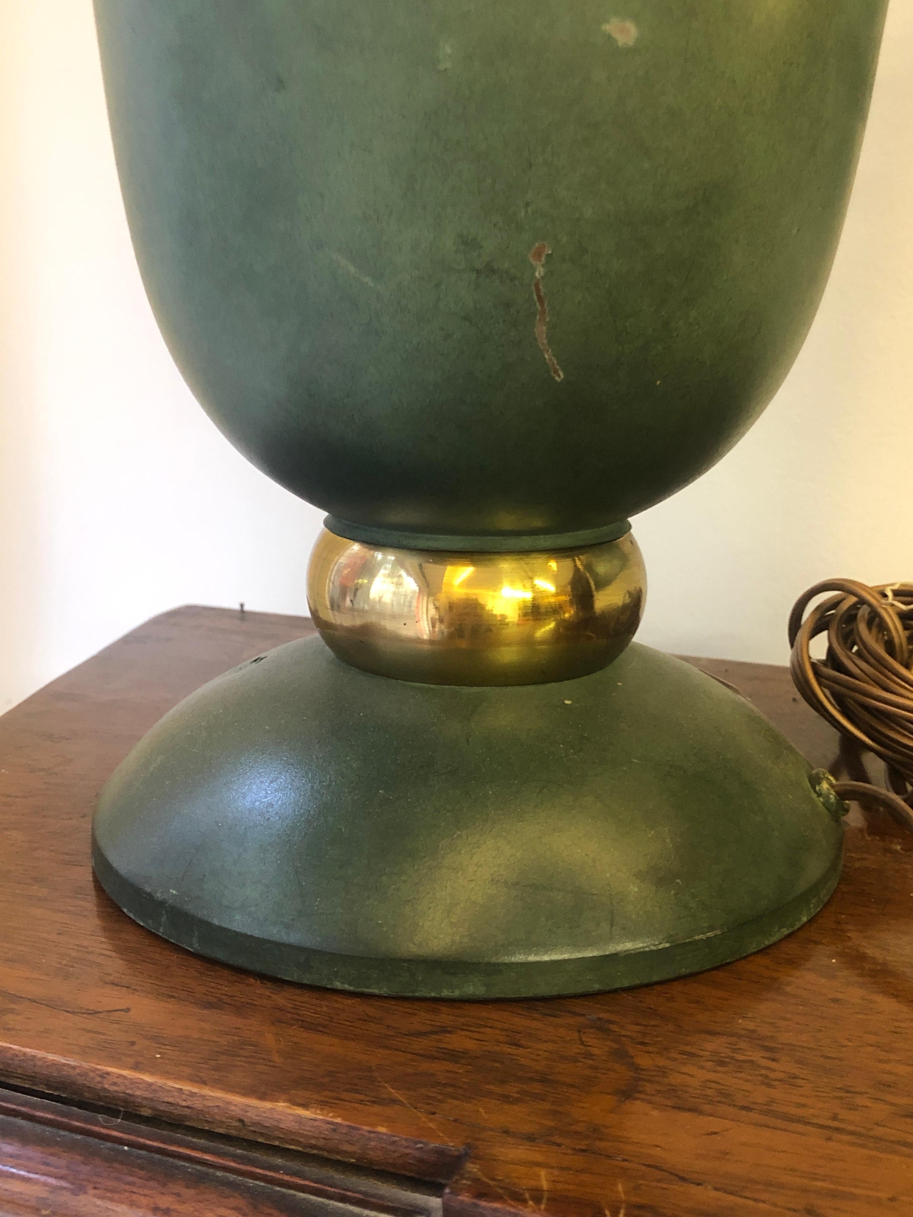 20th Century French Art Deco Metal Green Table Lamp 3