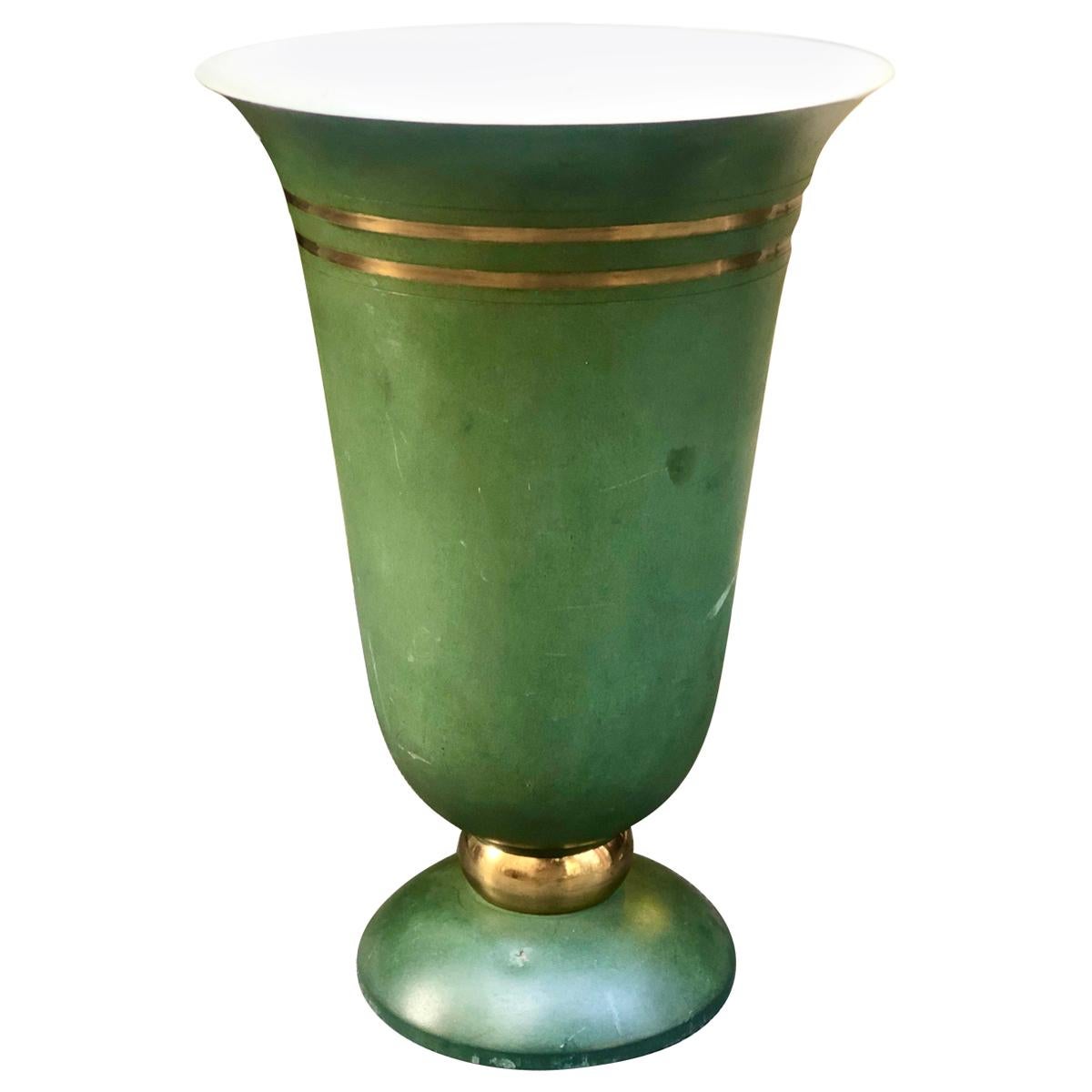 Large 20th Century Scottish Green Art Glass Vase as a Table Lamp After