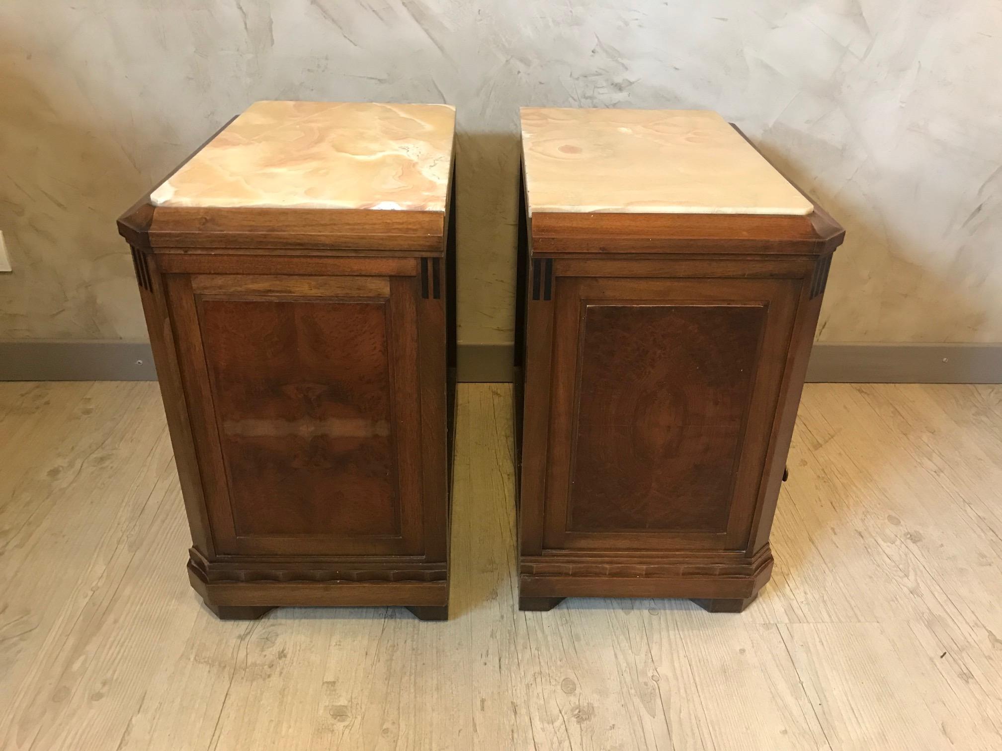 20th Century French Art Deco Pair of Bedside Table, 1930s 3