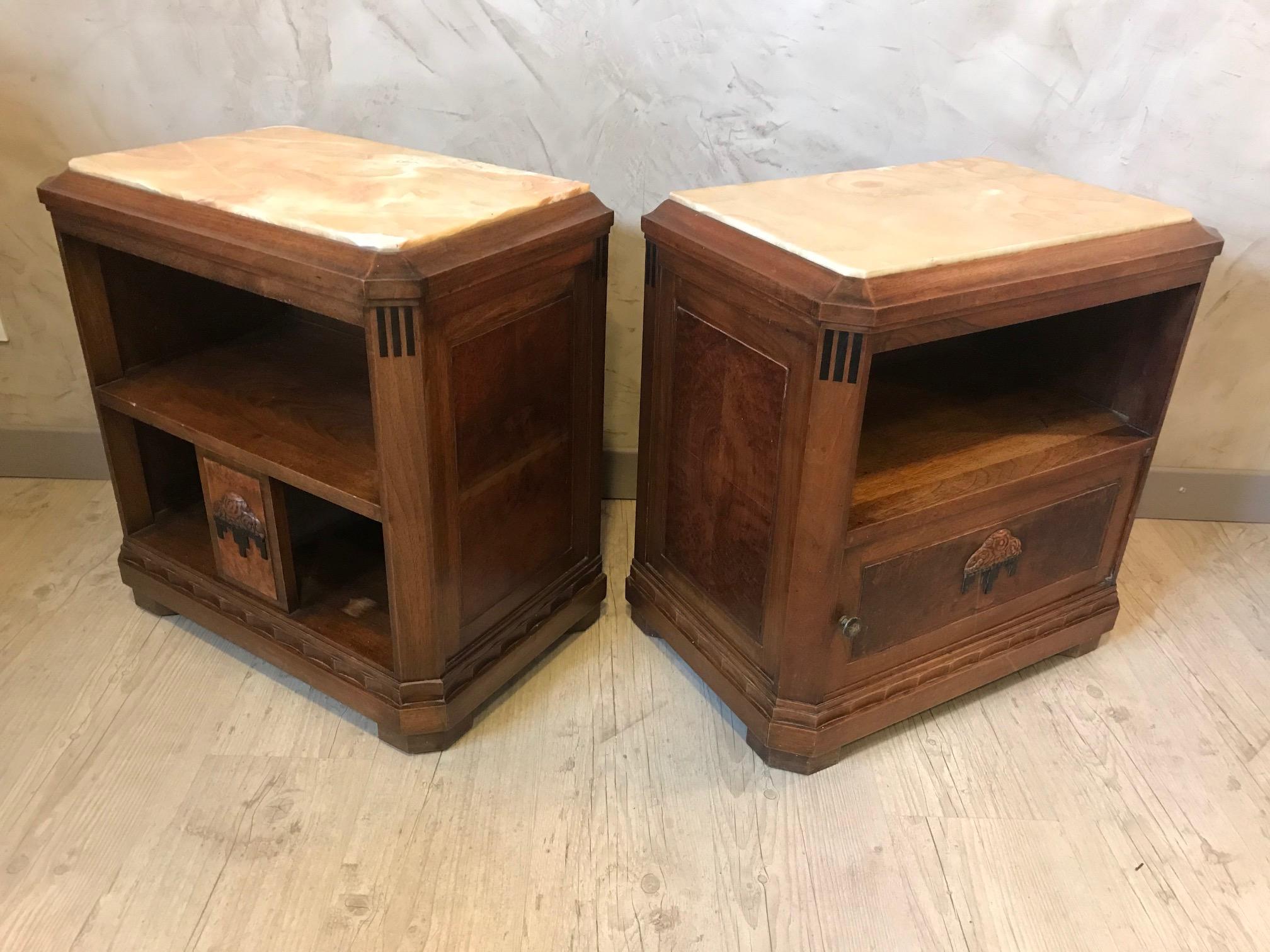 20th Century French Art Deco Pair of Bedside Table, 1930s 2