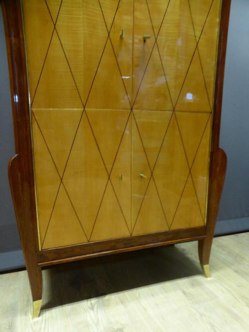 20th Century French Art Deco Pair of Rosewood and Sycamore Secretary Cupboard 6
