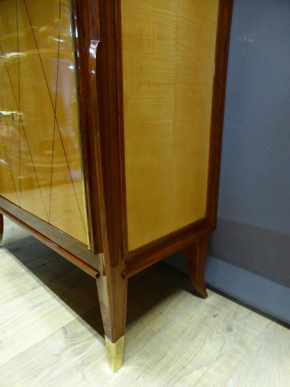 20th Century French Art Deco Pair of Rosewood and Sycamore Secretary Cupboard 5
