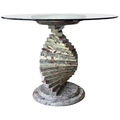 Antique 20th Century French Art Deco Pedestal Marble Dining or Coffee Table