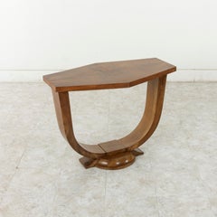 20th Century French Art Deco Period Book Matched Walnut Hexagonal Console Table