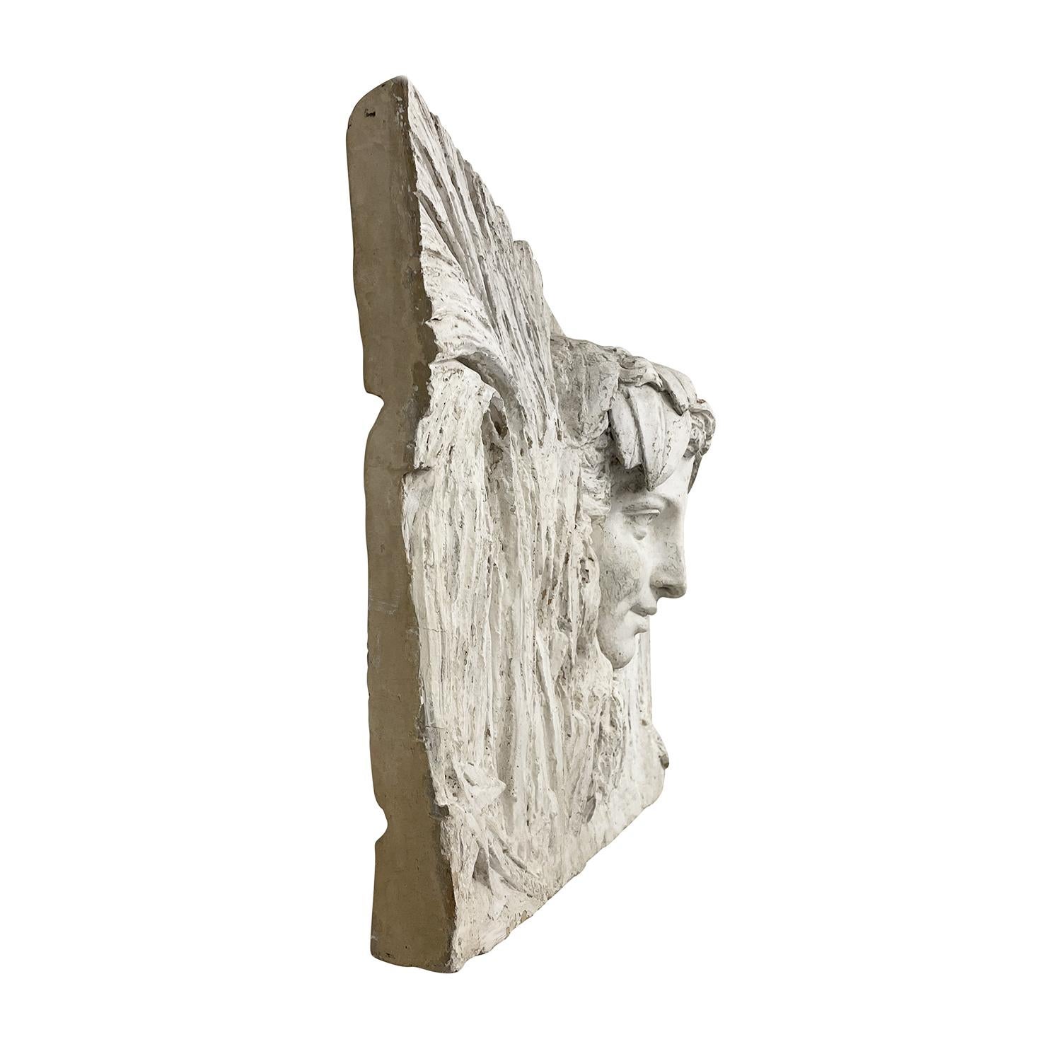 Hand-Crafted 20th Century French Art Deco Plaster Wall Relief of a Woman For Sale