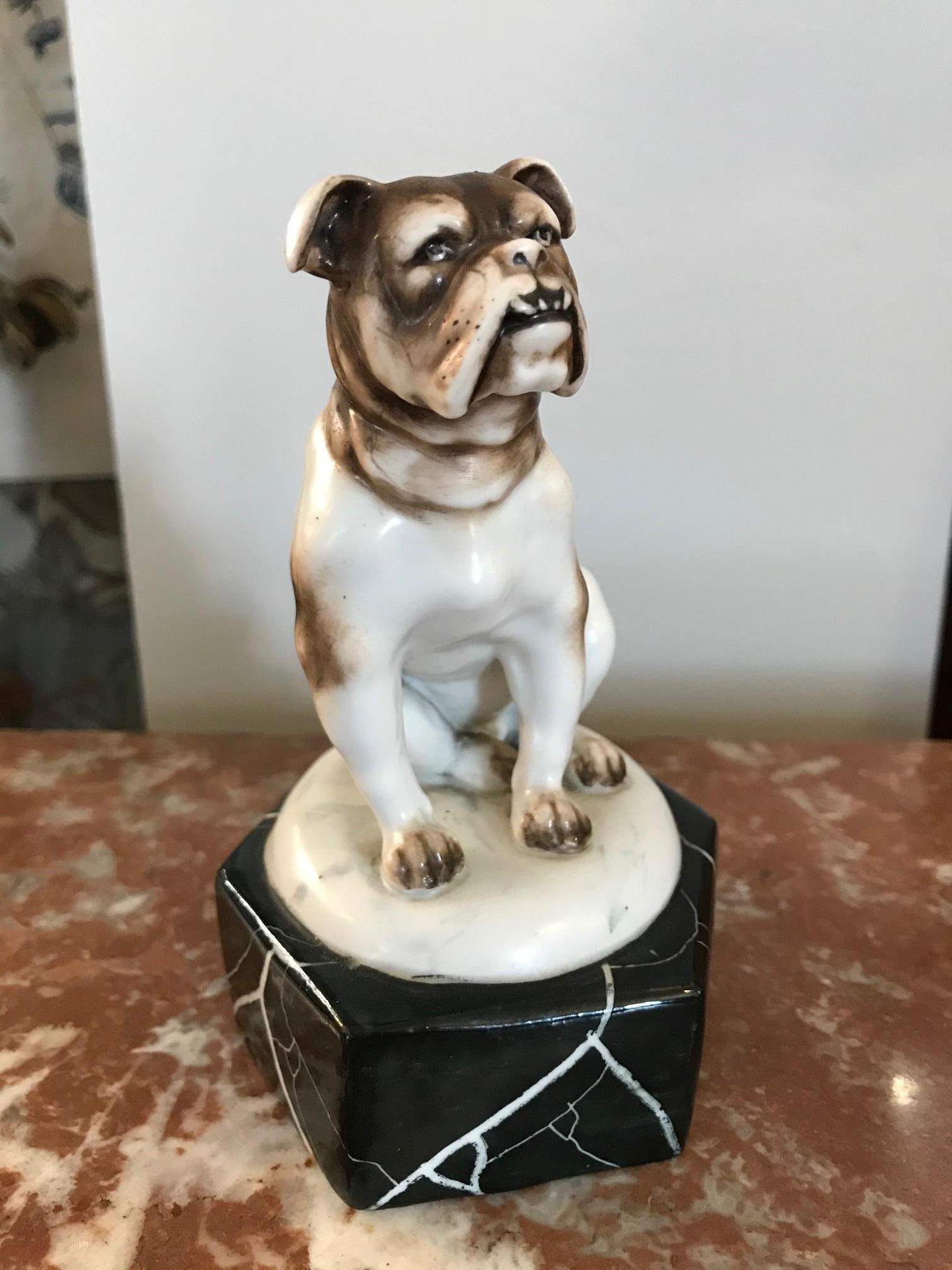 20th century French Art Deco Porcelain Bulldog, 1930s 1