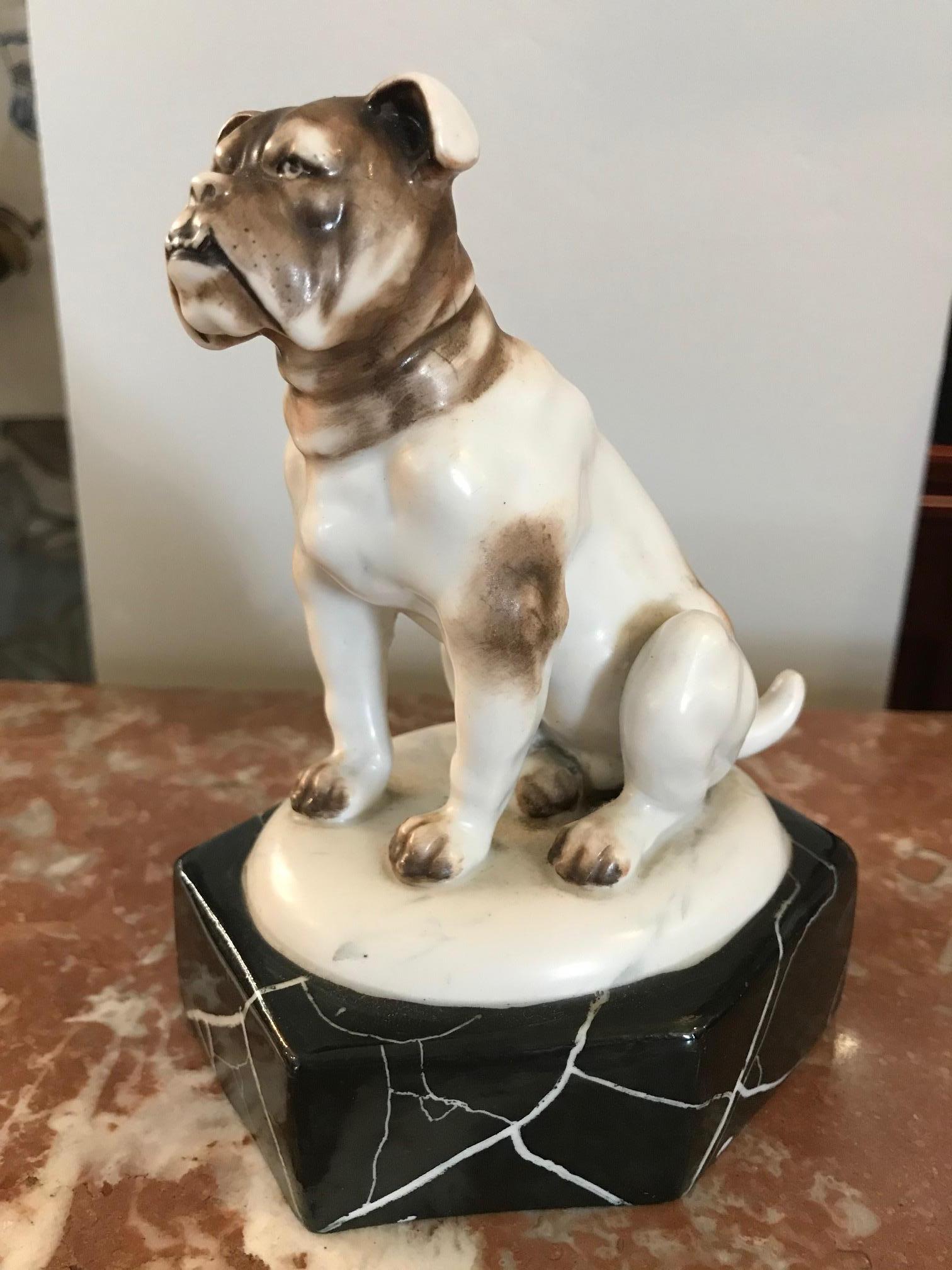 20th century French Art Deco Porcelain Bulldog, 1930s 2